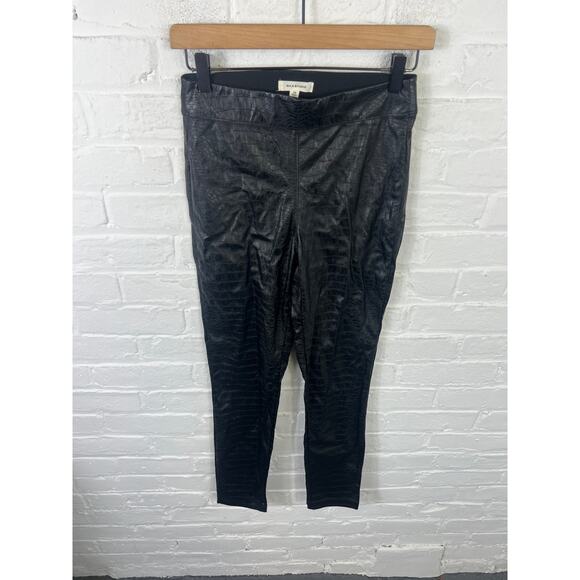 Max Studio Women's Skinny Leg Leatherette Pant Pull-On Leather Black Size XS - Picture 2 of 6